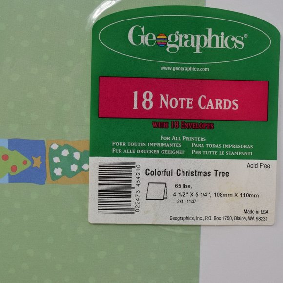 VTG Geographics 18 Colorful Christmas Tree Note Cards Envelopes Sealed Acid Free - Picture 2 of 7